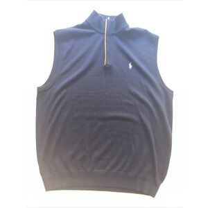 Ralph Lauren Polo Golf Men's 1/4 Zip Mock Neck 100% Merino Wool XL Sweater Vest